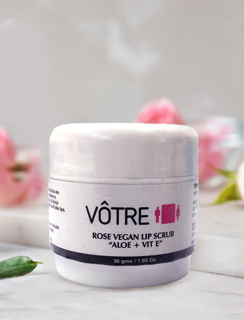 Rose Vegan Lip Scrub With Aloe + Vitamin E