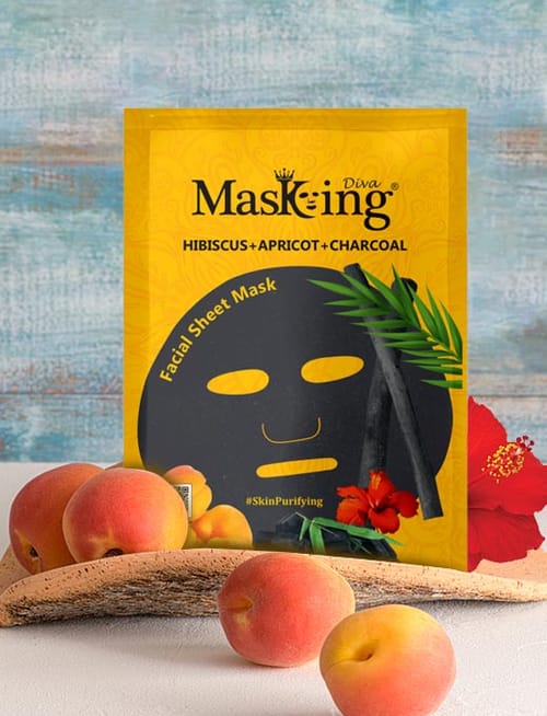 Hibiscus, Apricot & Charcoal Facial Sheet Mask