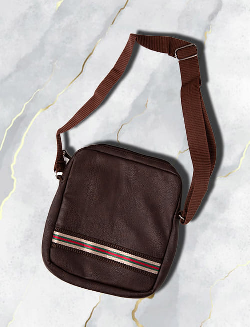 PU Leather Brown Sling Bag