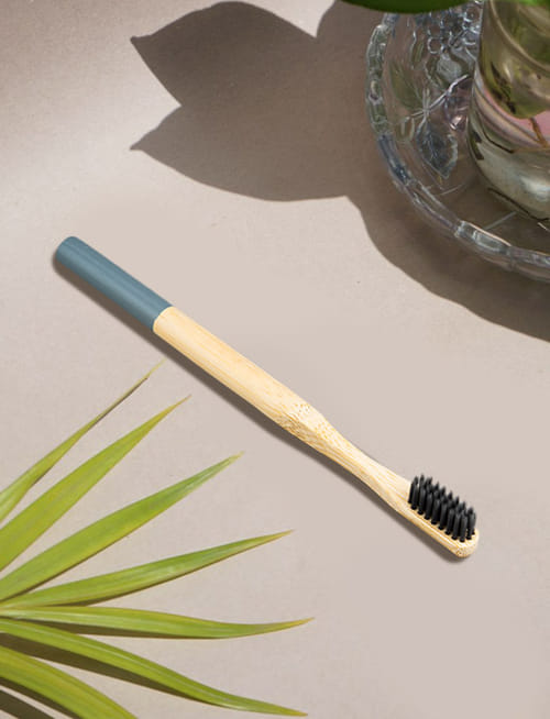 Round Handle Activated Charcoal Bamboo Toothbrush