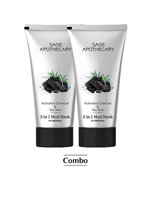 Activated Charcoal & Tea Tree 3 In 1 Mud Mask Combo