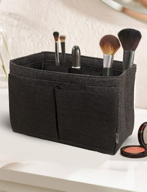 Recyclable Felt Travel Cosmetic Organizer Black