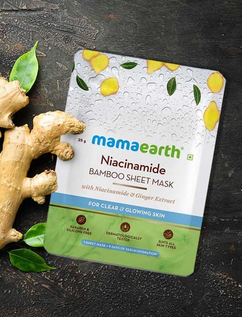 Niacinamide Bamboo Sheet Mask With Niacinamide And Ginger Extract For Clear And Glowing Skin