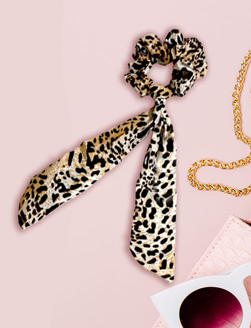 Cheetah Print Yellow Scrunchie