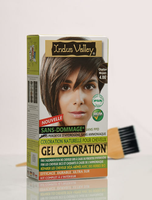 Damage Free Organically Natural Hair Gel Colour Gel Medium Brown 4.00