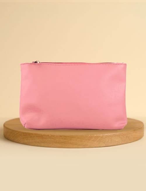 Multi-Utility Leather Travel Pouch - Pink