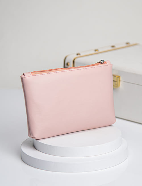 Leather Travel Pouch - Baby Pink