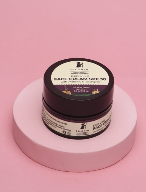 PILGRIM French Red Vine Face Cream With SPF 30 Sunscreen, Rosehip Oil & Vit C For Anti Ageing, Sun Protection PA+++, Daily Use, Dry, Oily, Combination Skin, Men & Women, PILGRIM French Red Vine Face Cream With SPF 30 Sunscreen, Rosehip Oil & Vit C For Anti Ageing, Sun Protection PA+++, Daily Use, Dry, Oily, Combination Skin, Men & Women,