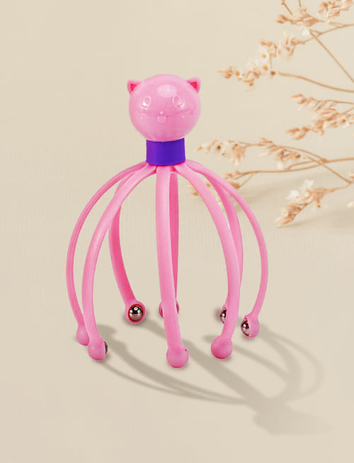 Head Massager With Rolling Balls - Pink