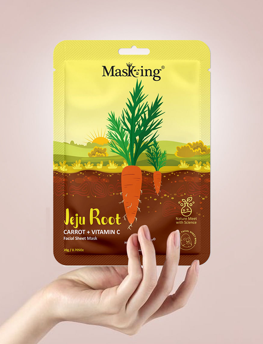 Jeju Carrot + Vitamin C Facial sheet mask | Size: 20 gms By Masking