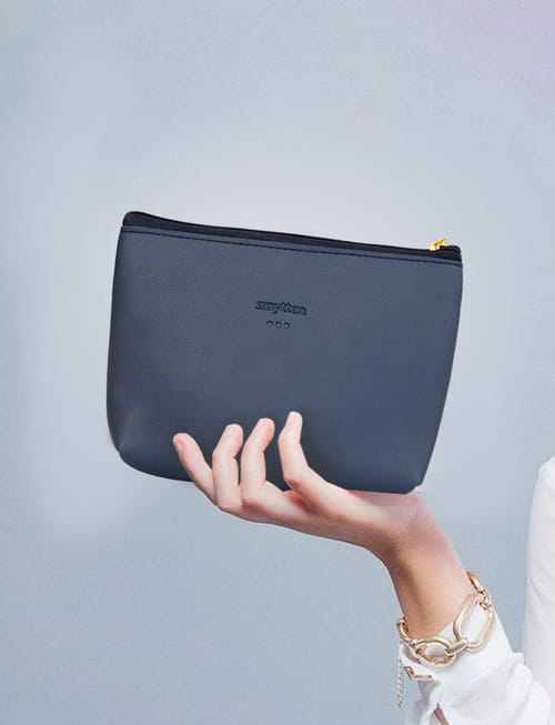 Leather Travel Pouch (Hard) - Blue