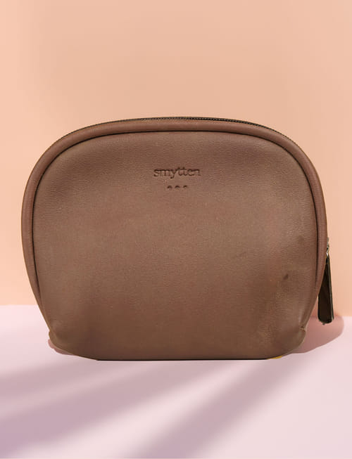 Leather Travel Pouch (U-Shape) - Coffee
