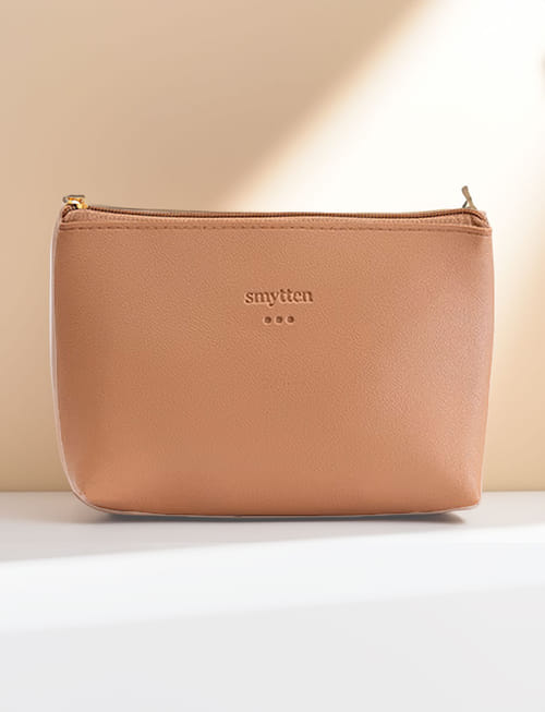 Leather Travel Pouch (Hard) - Beige