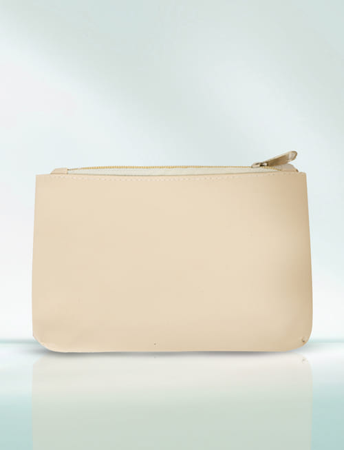 Leather Travel Pouch - Cream