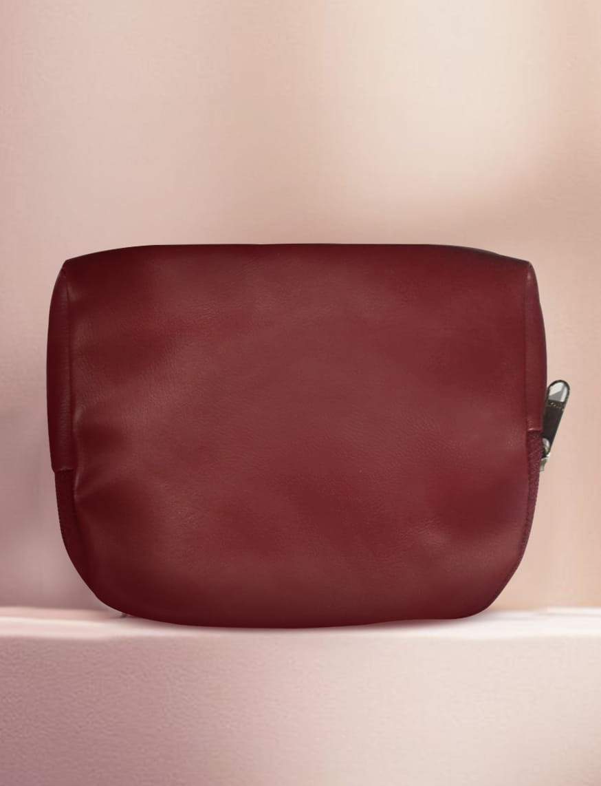 Leather Travel Pouch - Beatroot Red
