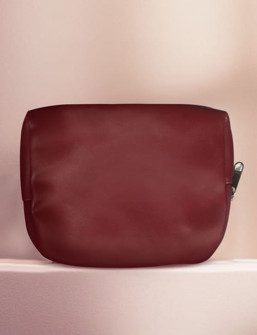 Leather Travel Pouch - Beatroot Red