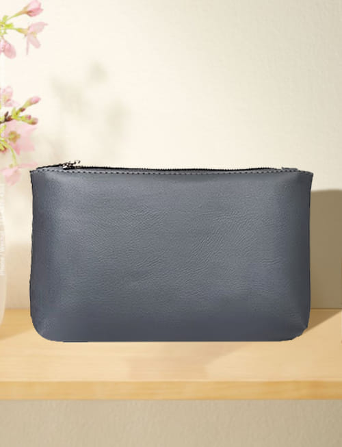 Multi-Utility Leather Pouch - Grey