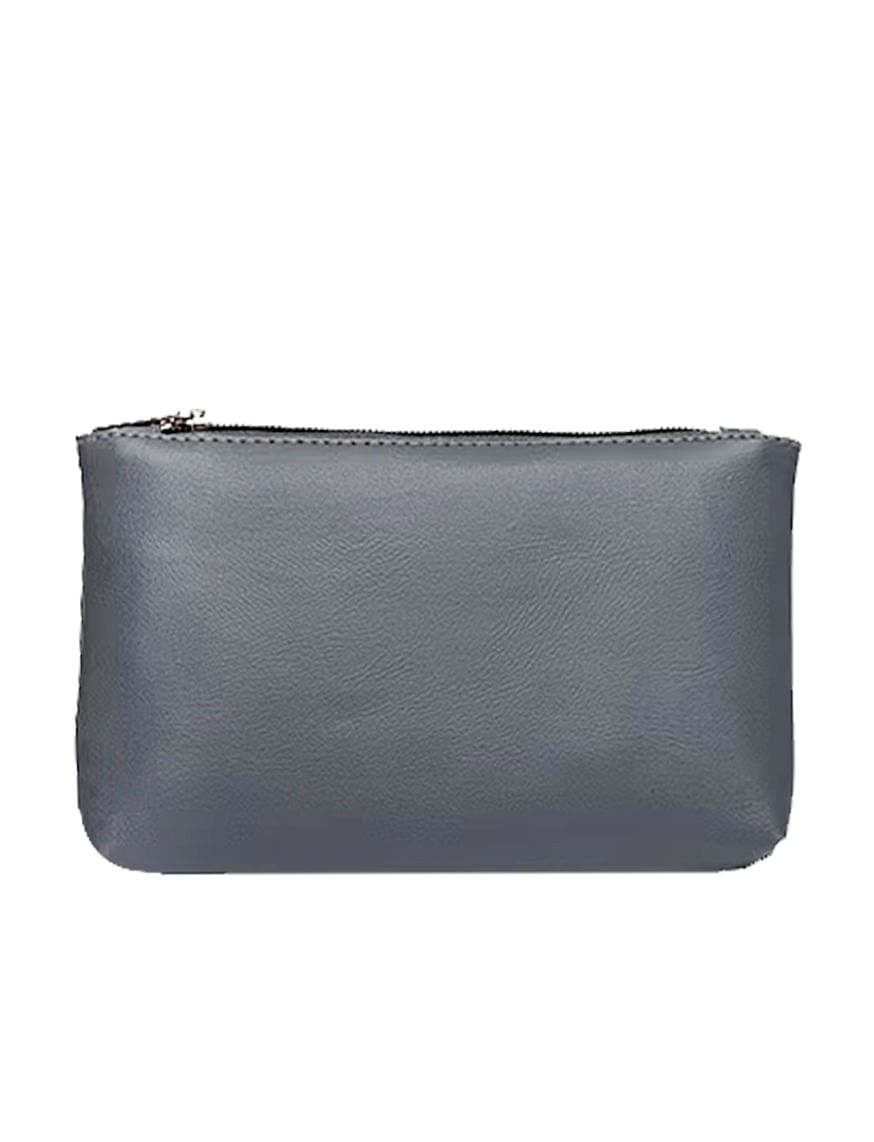 Grey Italian Leather Foldover Crossbody Bag Made in USA