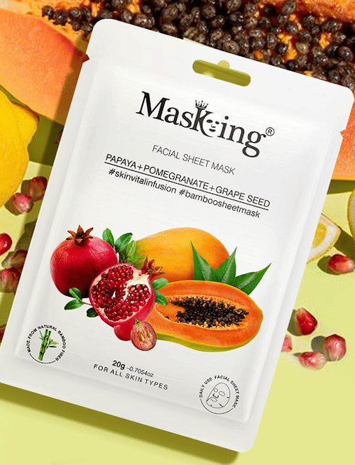Fruit Sheet Mask - Papaya, Pomegranate & Grapeseed