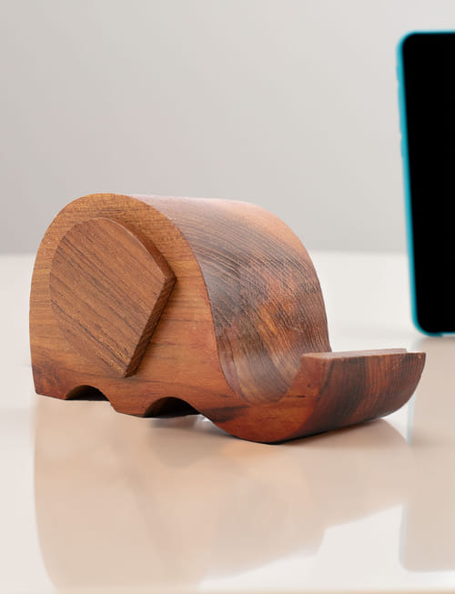 Wooden Elephant Phone Stand