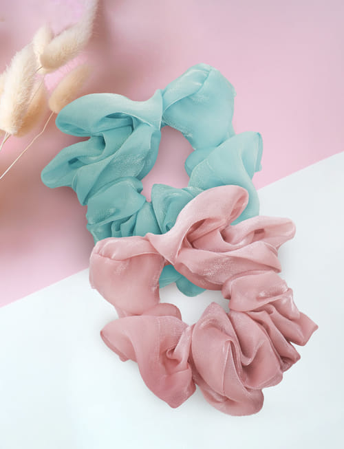 Organza Shimmer Blue And Organza Shimmer Rose