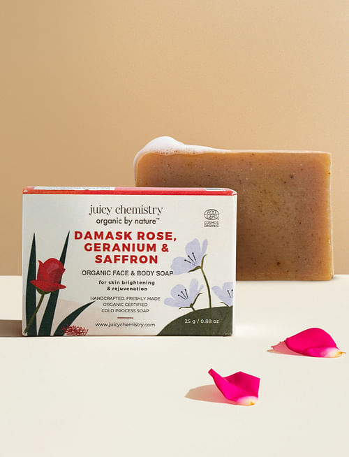 Damask Rose, Geranium & Saffron Soap- For Skin Brightening & Rejuvenation