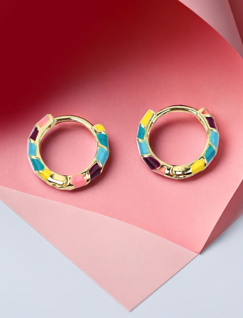 Rainbow Charm Hoops Earrings