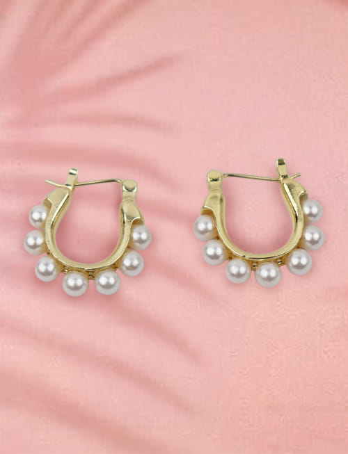 Pearl Embrace Hoops Earrings