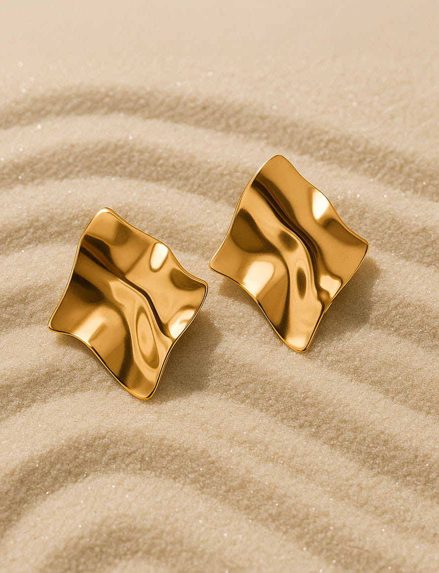 Crushed Gold Statement Earrings