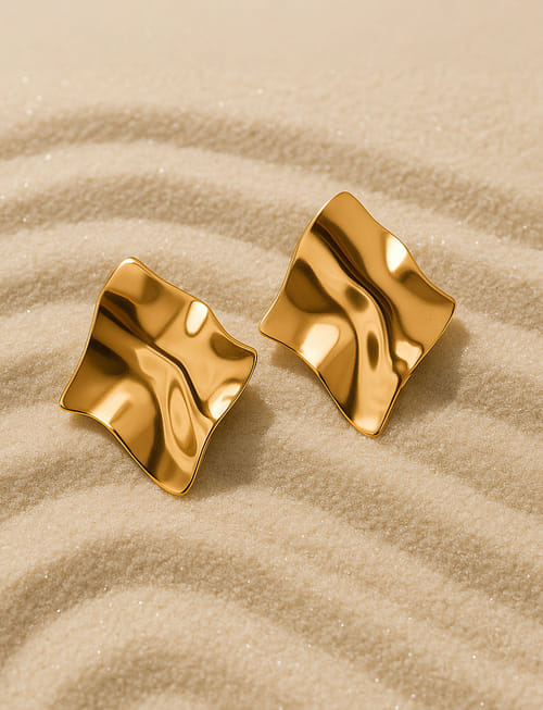 Crushed Gold Statement Earrings