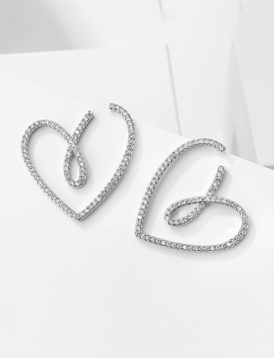 Sparkling Heart Swirls Pin Earrings