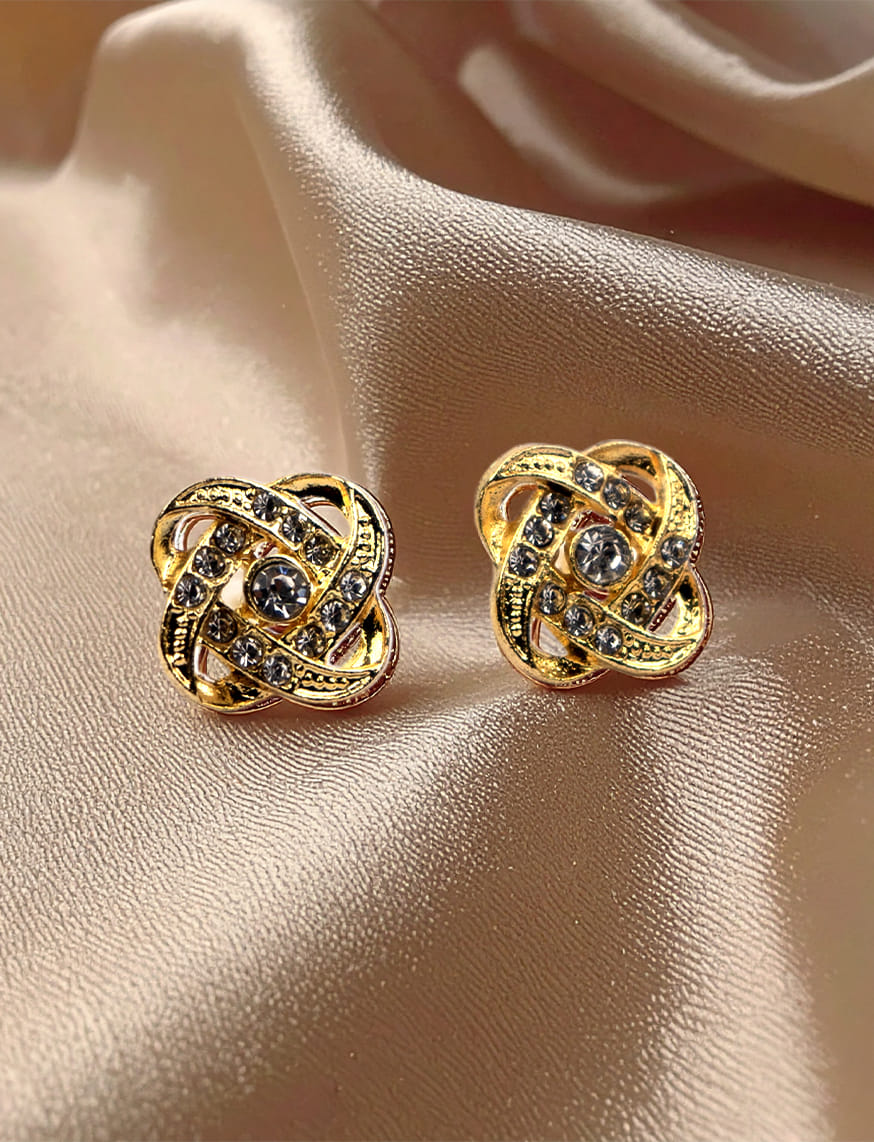 Golden Eternity Knots Pin Earrings