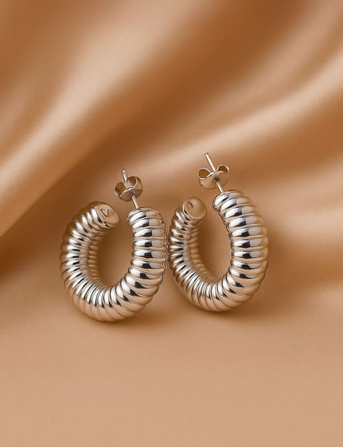 Silver Statement Hoop Earrings