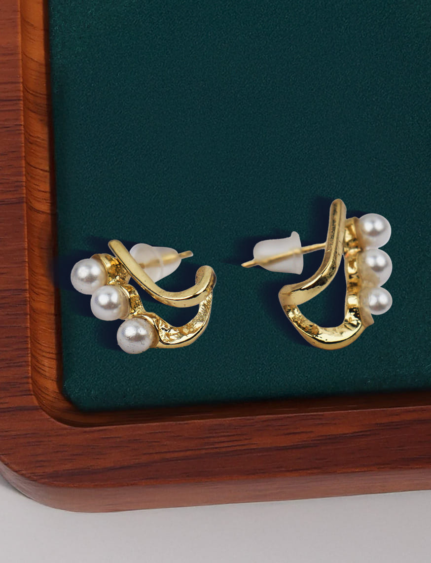 White Pearl Pin Earrings