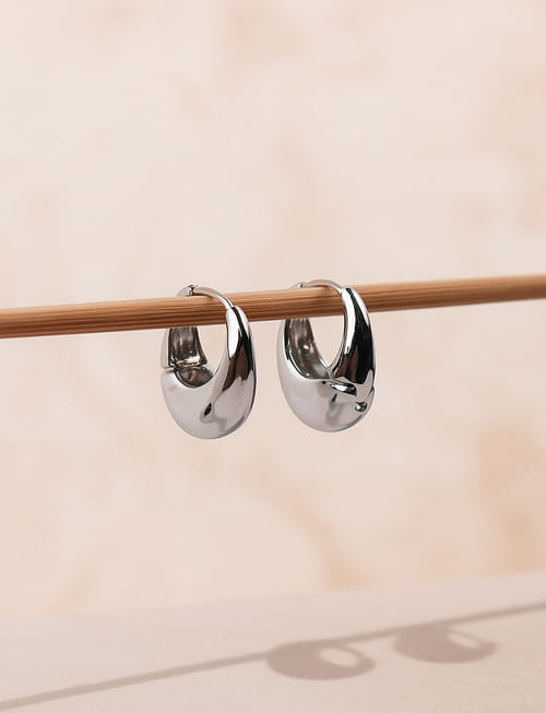 Silver Statement Hoop Earrings
