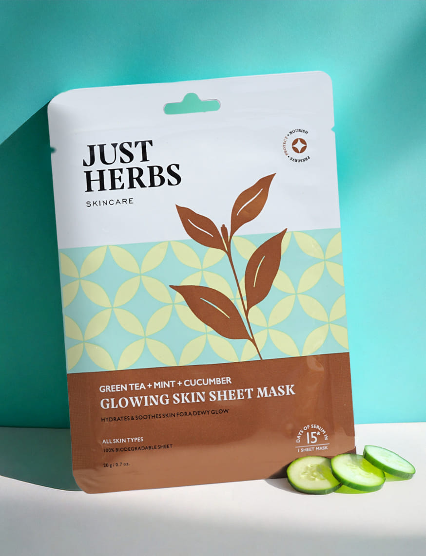 Green Tea Sheet Mask With Mint & Cucumber For Glowing Skin