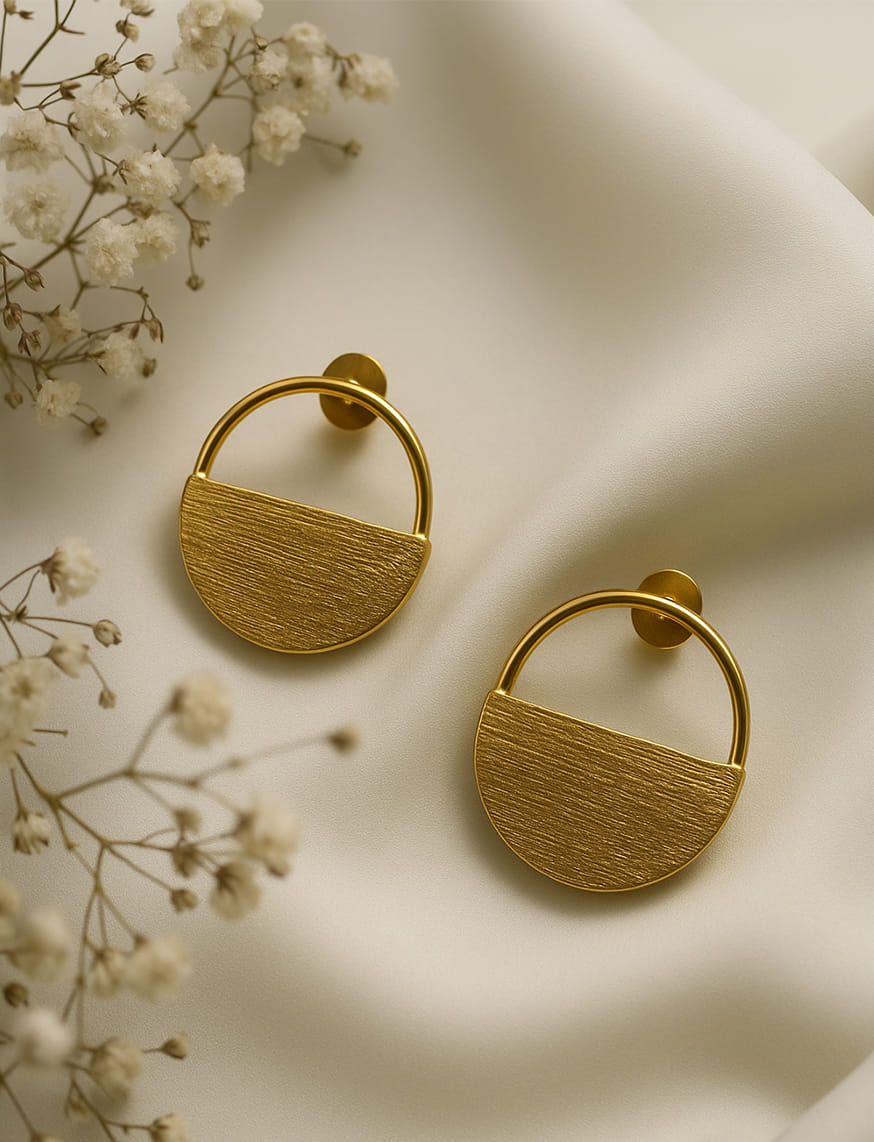 Brushed Finish Brass Earrings