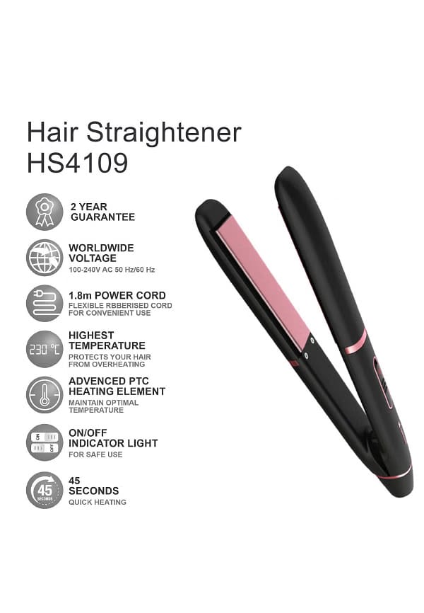 HS4109 FLOATING CERAMIC PLATES HAIR STRAIGHTENER_BLACK – thumbnail 2