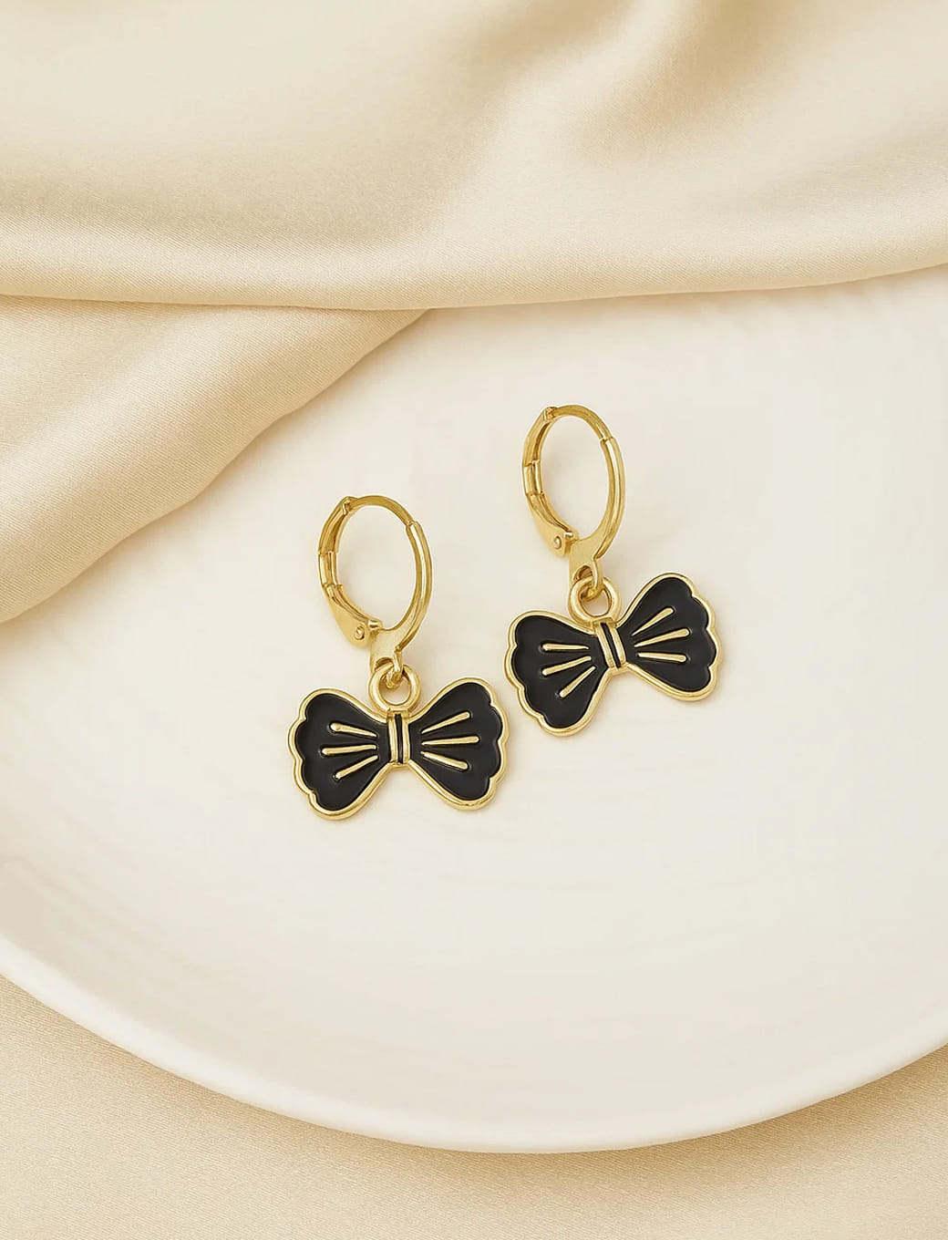 Black Bow Charm Earrings