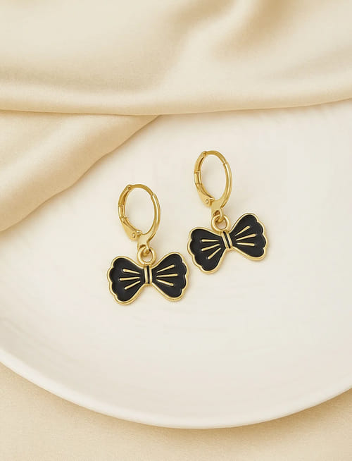 Black Bow Charm Earrings Black Bow Charm Earrings