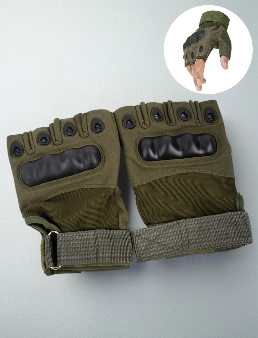 Biker Gloves Leather - Green