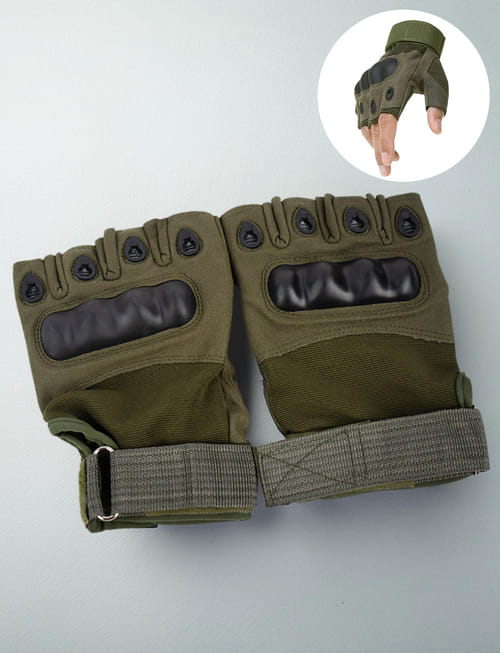 Biker Gloves Leather - Green Biker Gloves Leather - Green