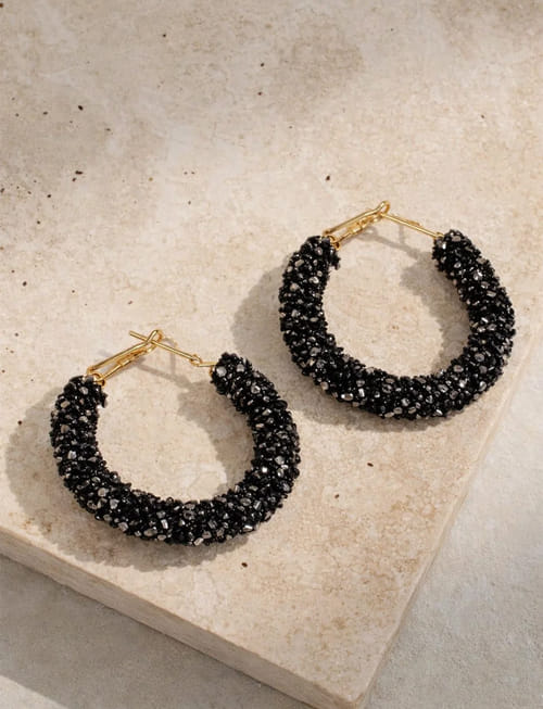 Berry Beads Black Hoop Earrings