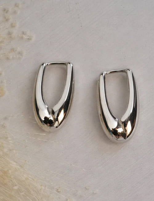 Silver Arc Hoops Earrings