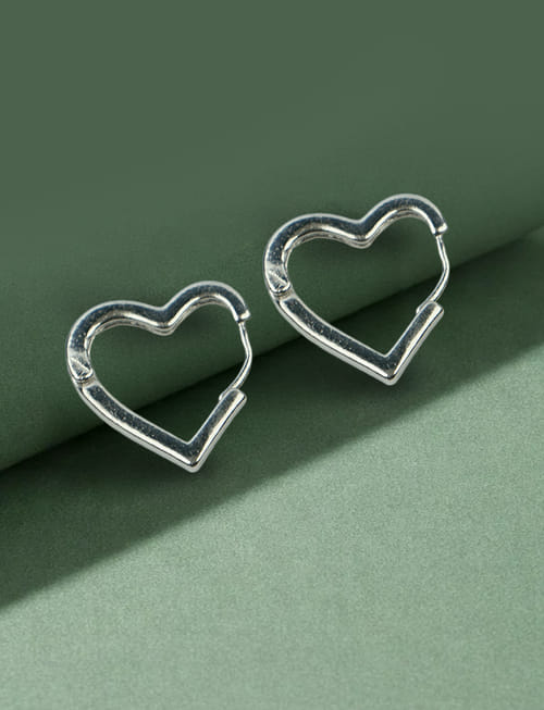 Silver Heart Hoops Earrings Silver Heart Hoops Earrings