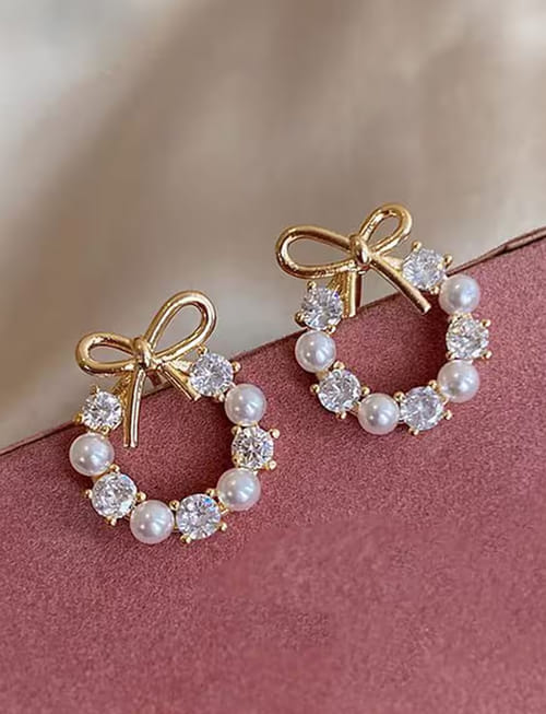 Radiant Pearl Hoops Earrings