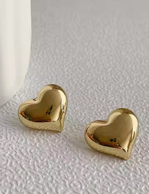 Golden Heart Pin Earrings