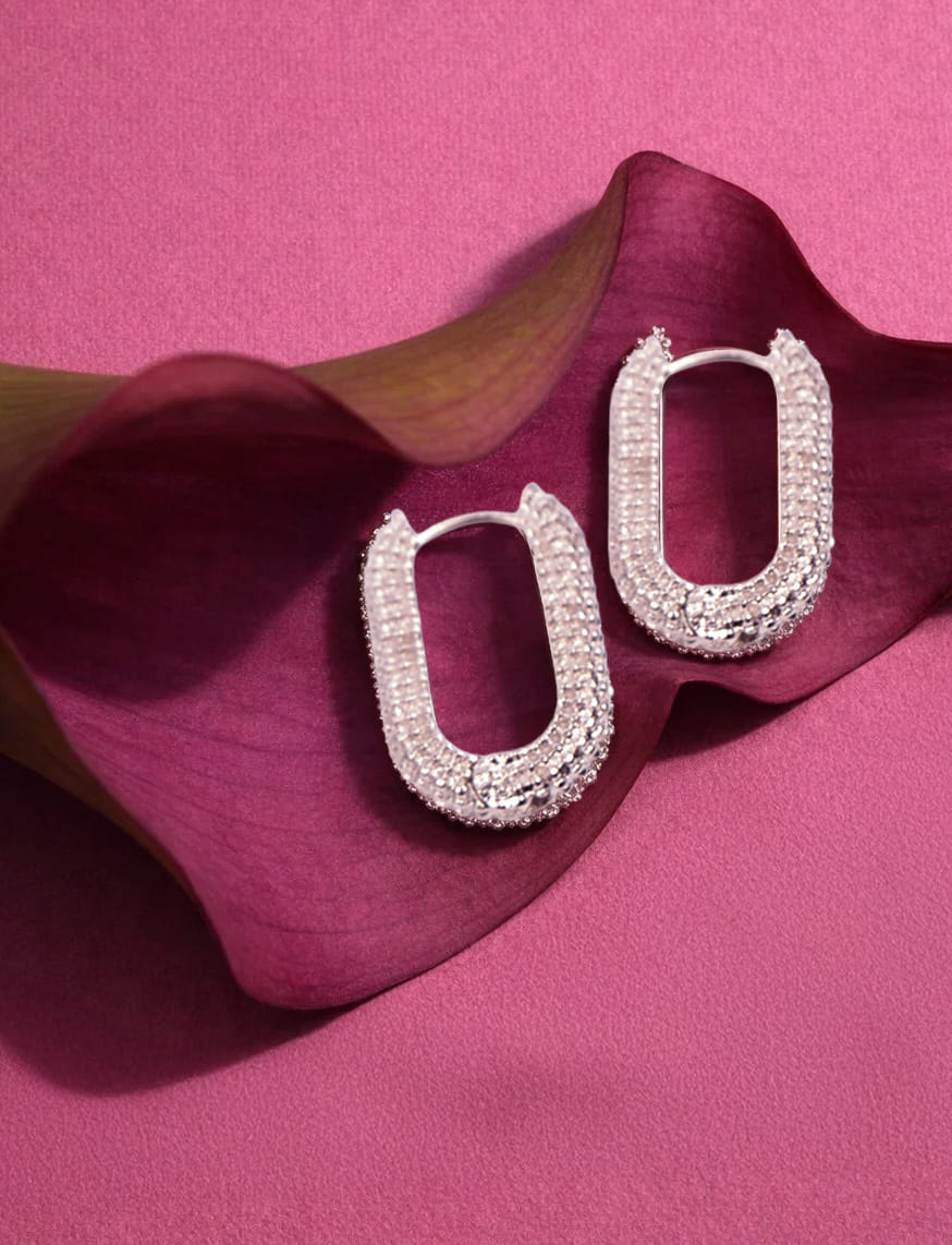 Silver Orbit Charms Hoops Earrings