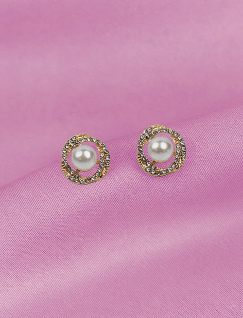 Radiant Pearl Circles Pin Earrings