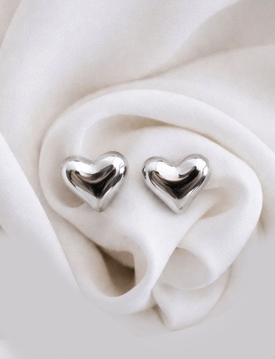 Silver Heart Pin Earrings